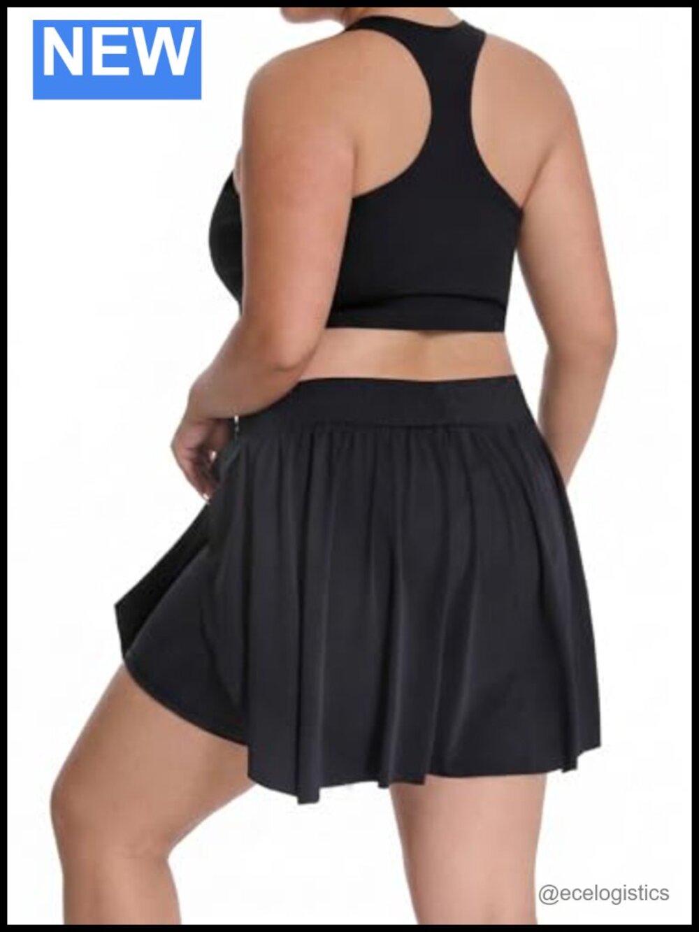 Plus Size Skort 20" Knee Length High Waisted Women 24W-26W Black